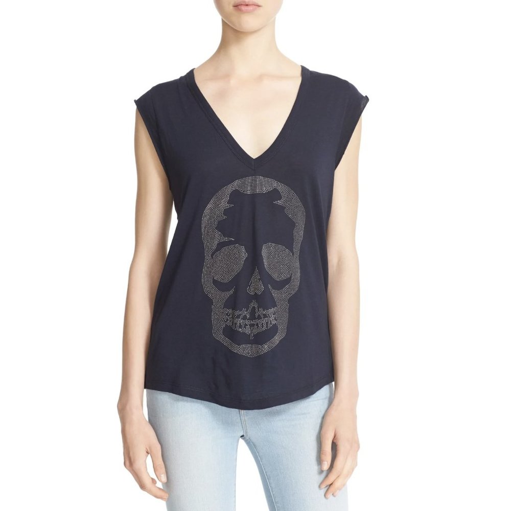 ZADIG & VOLTAIRE Brooklyn Strass Cotton Skull Tee